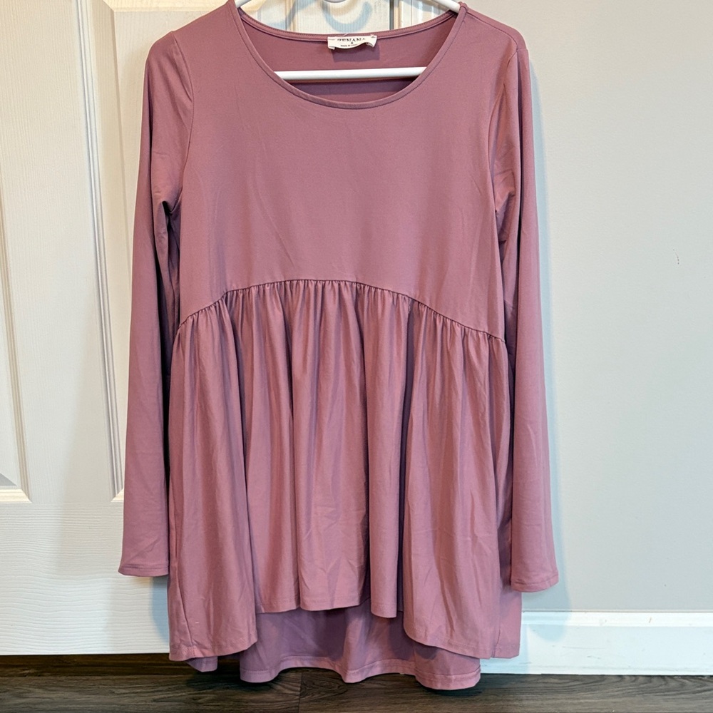 Mauve Long Sleeve Maternity Tunic Top